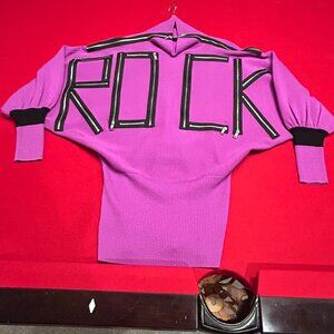 JC de Castelbajac Purple “ROCK” Zipper Statement Sweater – Size M
